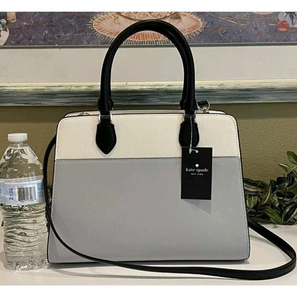KATE SPADE MADISON MEDIUM SATCHEL SHOULDER BAG TOTE GREY COLORBLOCK LEATHER - Picture 9 of 10